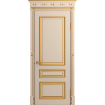Межкомнатная дверь массив бука Viporte Рим ваниль патина золото глухая