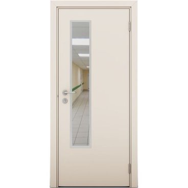 Влагостойкая дверь крем матовый остеклённая модель 1