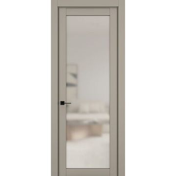 Межкомнатная дверь керамик NC 2 бежевый остеклённая