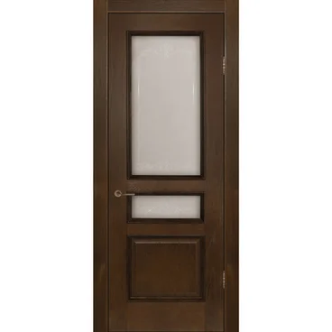 Межкомнатная дверь шпон Оливия тёмный орех остеклённая