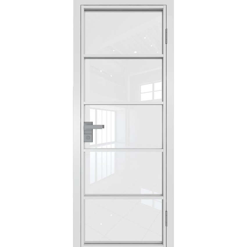 Межкомнатная алюминиевая дверь 14AG белая матовая RAL 9003 остеклённая