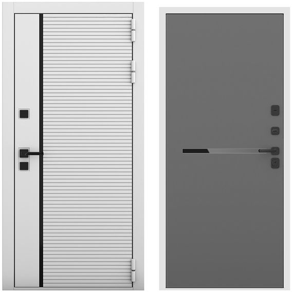 Входная дверь Пиано белый матовый панель горизонт