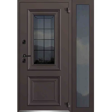 Входная двустворчатая дверь Исландия Термо AG 6004 RAL 8019 шоколад RAL 9016 белый R тип 2