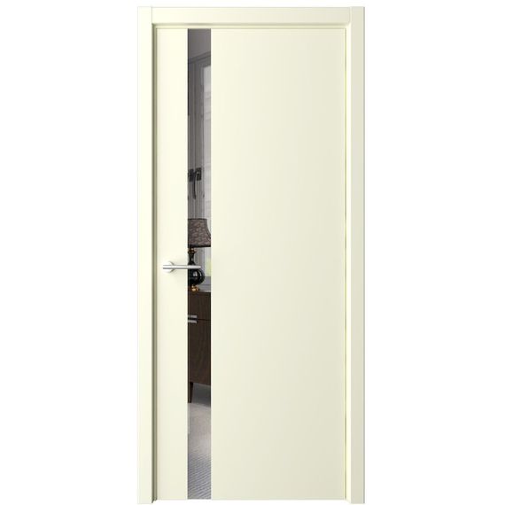 Фото межкомнатная дверь эмаль Геометрия 5 слоновая кость стекло зеркало