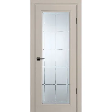 Межкомнатная дверь экошпон PSU-35 шеллгрей остеклённая