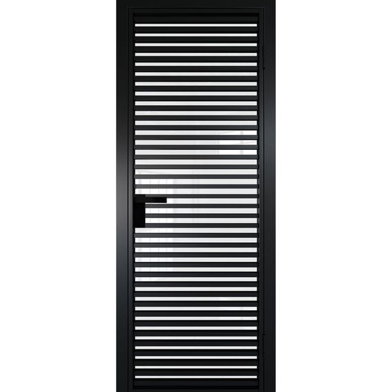 Межкомнатная алюминиевая дверь 12AG чёрная матовая RAL 9005 остеклённая