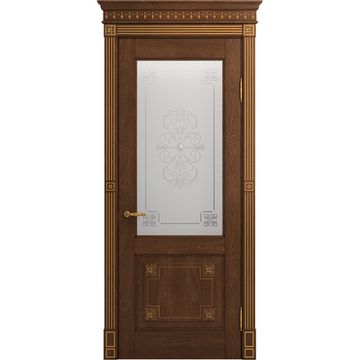 Межкомнатная дверь массив дуба Viporte Флоренция Декор кофе остеклённая
