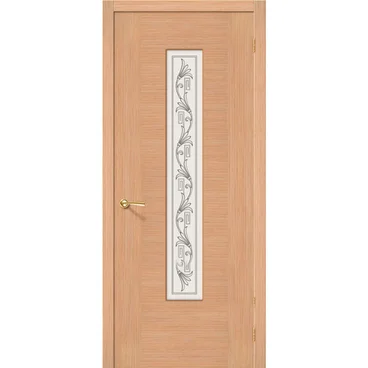 Межкомнатная дверь шпон fine line Рондо дуб остеклённая