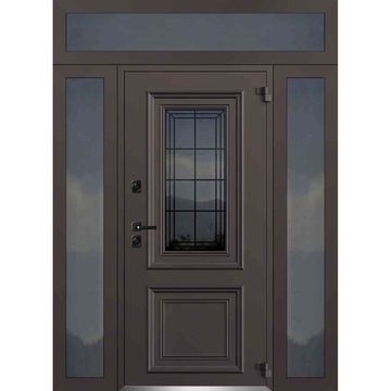 Входная двустворчатая дверь Исландия Термо AG 6004 RAL 8019 шоколад RAL 9016 белый тип 6