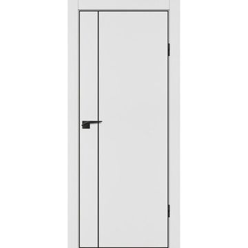 Межкомнатная белая дверь ПЭТ P-21 кромка ABS черная молдинг