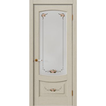 Дверь массив дуба Алина Роза белёный дуб остеклённая