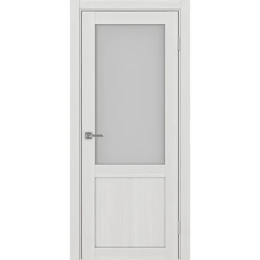 Межкомнатная дверь экошпон Турин 502.21 ясень серебристый остеклённая