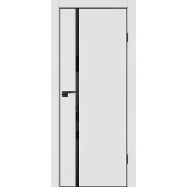 Межкомнатная белая дверь ПЭТ P-22 кромка ABS черная со стеклом