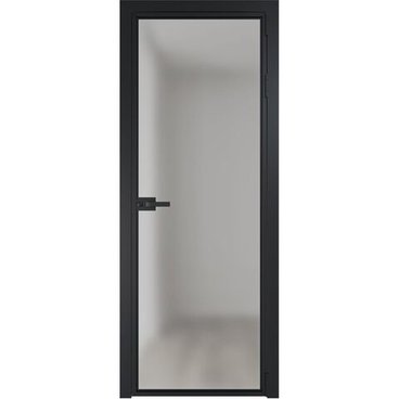 Алюминиевая межкомнатная дверь 1AX чёрная матовая RAL 9005 остеклённая