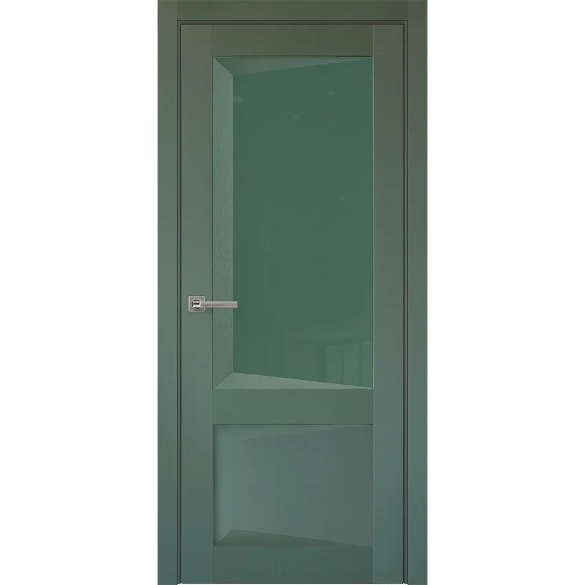 Межкомнатная дверь экошпон Perfecto 108 barhat green остеклённая