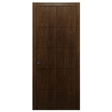 Межкомнатная дверь массив дуба Alvero Флэт-V орех глухая