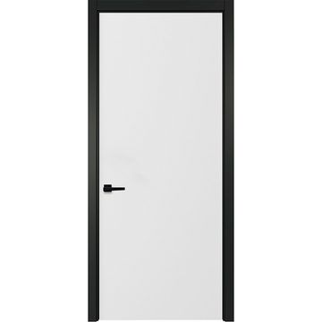 Межкомнатная белая дверь Графика 1 с чёрным наличником