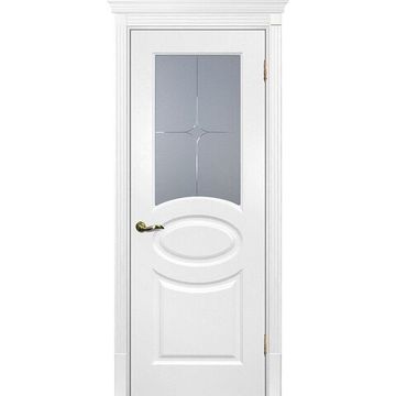 Межкомнатная дверь эмаль Текона Смальта 12 молочная RAL 9010 остеклённая