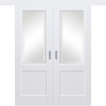 Раздвижная двустворчатая дверь Кобальт 33 магнолия остеклённая