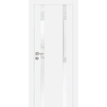 Межкомнатная дверь экошпон PX-9 белая с AL кромкой стекло Lacobel белоснежный