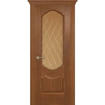 Межкомнатная дверь шпон Гиацинт американский орех остеклённая