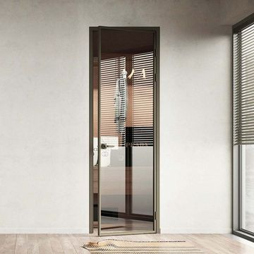 Межкомнатная алюминиевая дверь Loft 1 стекло прозрачное бронзовое