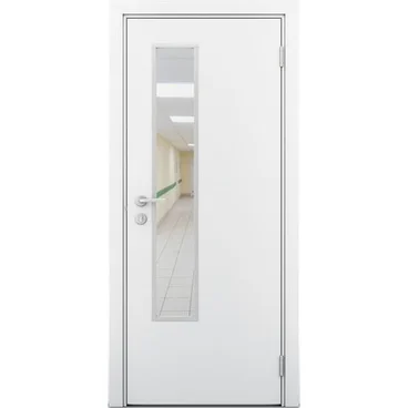 Влагостойкая дверь белая остеклённая модель 1