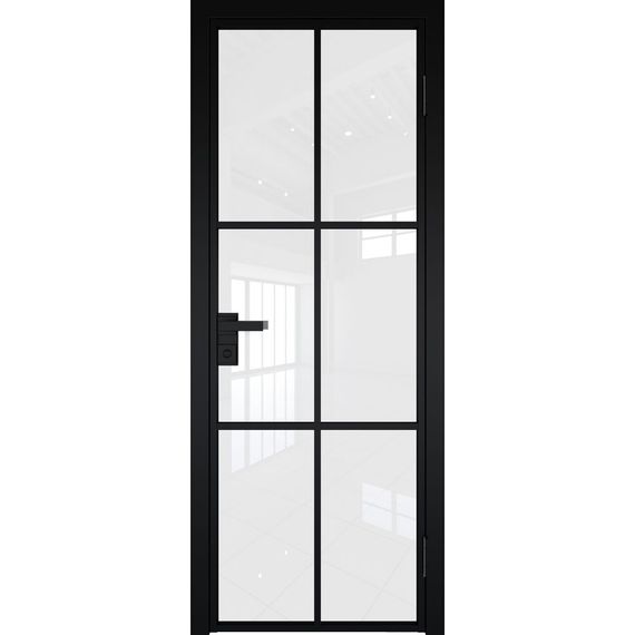 Межкомнатная алюминиевая дверь 3AG чёрная матовая RAL 9005 остеклённая