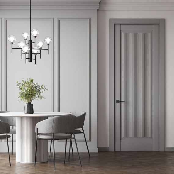 Фото межкомнатной двери керамик FL 3 серый глухая в интерьере