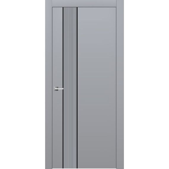 Межкомнатная дверь эмаль Ofram Линнея 4 серая с молдингом глухая