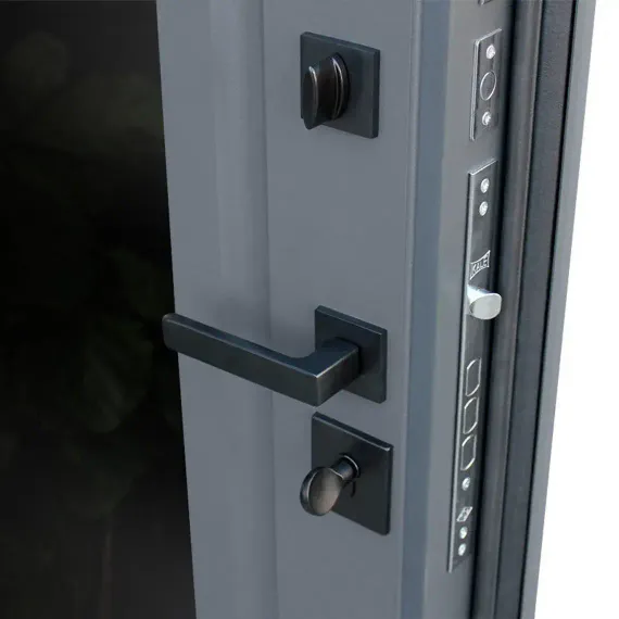 Входная дверь Гермес Неоклассика серая с зеркалом