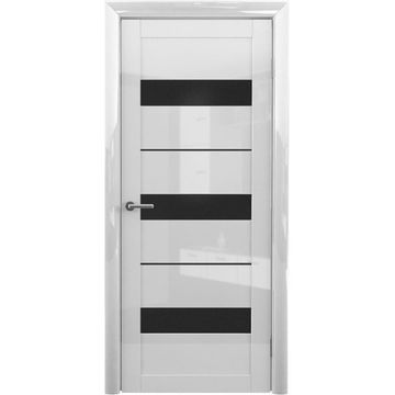 Межкомнатная дверь глянцевая Albero Прага глянец белый стекло чёрное