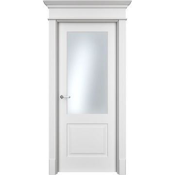 Межкомнатная дверь эмаль Ofram Нафта 2 белая остеклённая