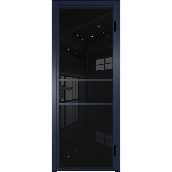 Межкомнатная алюминиевая дверь 2AG чёрная матовая RAL 9005 остеклённая