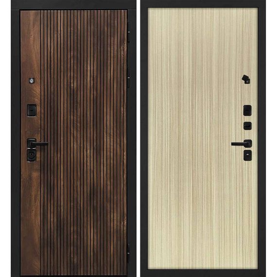 Входная дверь Лофт-1 дуб коньяк патина панель гладкая эвкалипт австралийский