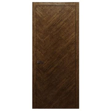 Межкомнатная дверь массив дуба Alvero Флэт-IХ орех золотой глухая