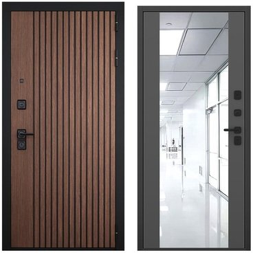 Входная дверь Шторм американский орех чёрный кварц панель зеркало Maxi