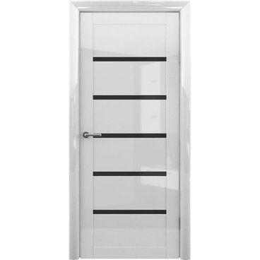 Межкомнатная дверь глянцевая Albero Вена глянец белый стекло чёрное