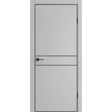 Межкомнатная дверь экошпон ДП-52 silver gray AL чёрная кромка глухая