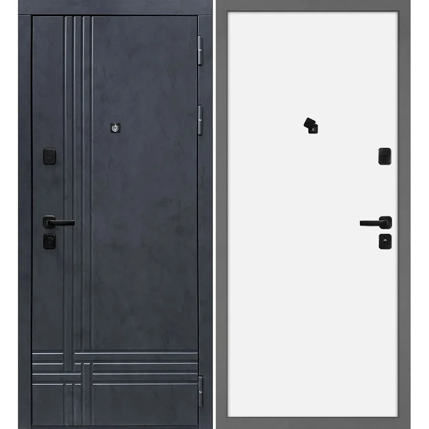 Входная дверь Осло бетон антрацит панель гладкая белая
