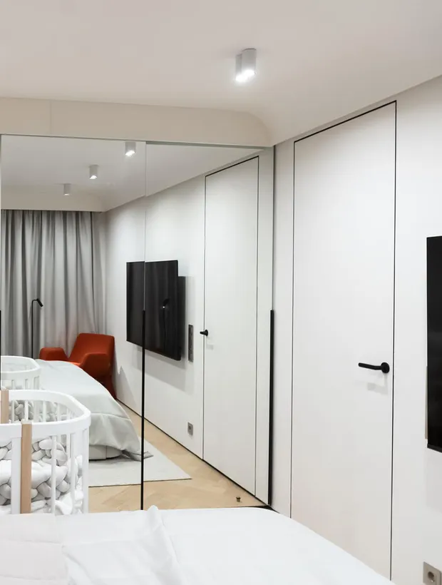 Скрытая дверь под окраску ДВЕРЦОВ с чёрной алюминиевой кромкой