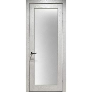 Межкомнатная дверь массив дуба эмаль Дверцов Кастро остеклённая белый RAL9019