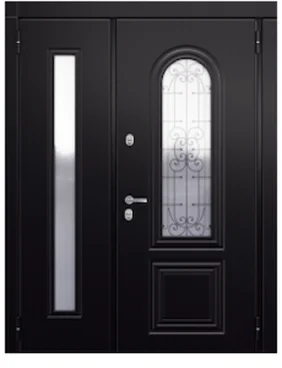 Входная двустворчатая дверь Snegir HOME PP ЛКП Чёрный SNG-2 ЛКП Чёрный SNG-2