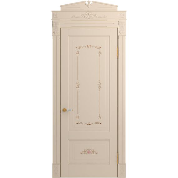 Межкомнатная дверь массив бука Viporte Бьелла Арт ваниль патина золото глухая