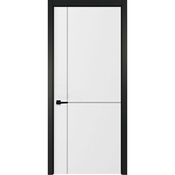 Фото белой двери Графика 3 с чёрным наличником