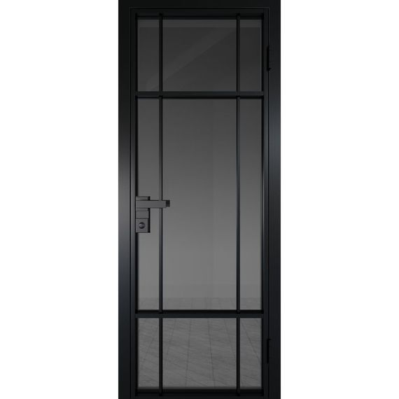 Межкомнатная алюминиевая дверь 8AG чёрная матовая RAL 9005 остеклённая