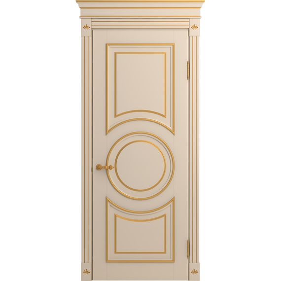 Межкомнатная дверь массив бука Viporte Лацио Амбиенте ваниль патина золото глухая