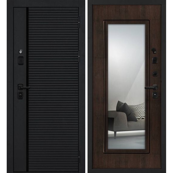 Входная дверь Галактика-173 панель тиковое дерево зеркало