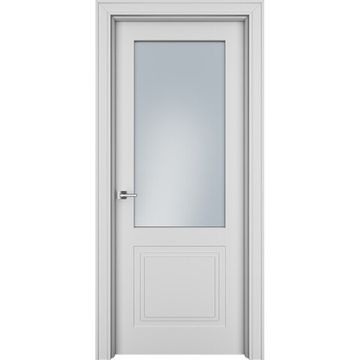 Межкомнатная дверь эмаль Ofram Паспарту-2 белая остеклённая