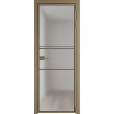 Алюминиевая межкомнатная дверь 2AХ шампань остеклённая